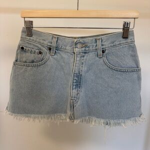 Levi's Light Blue Frayed Denim Mini Skirt